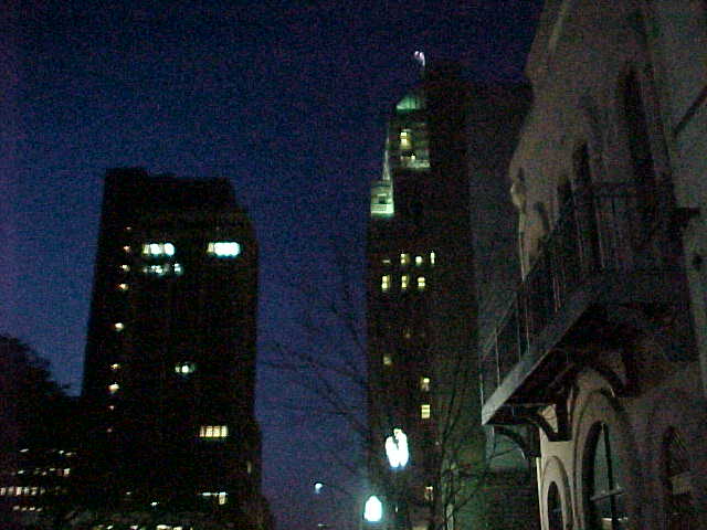 Night city buildings